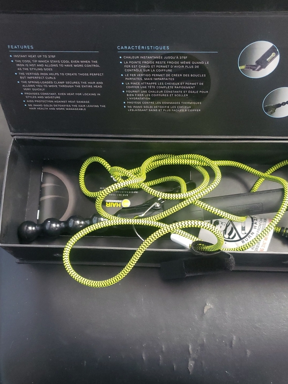 Salon Curling Wand with Neon Yellow Cord